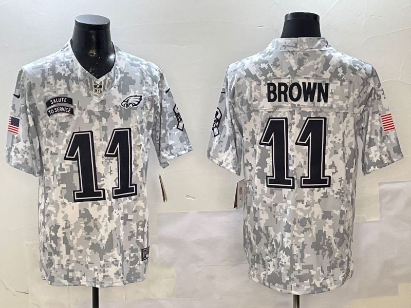 Men Philadelphia Eagles #11 Brown Camo 2025 Nike Salute to Service Limited NFL Jersey style 1->philadelphia eagles->NFL Jersey